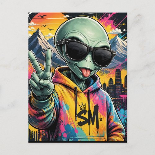 Funny Alien Vibes Postcard