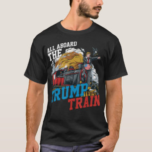 Funny All Aboard the Trump Train American USA T-Shirt