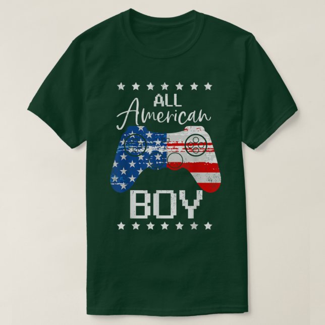 Funny All American Boys 4th JulySon Video Game USA T-Shirt (Design Front)