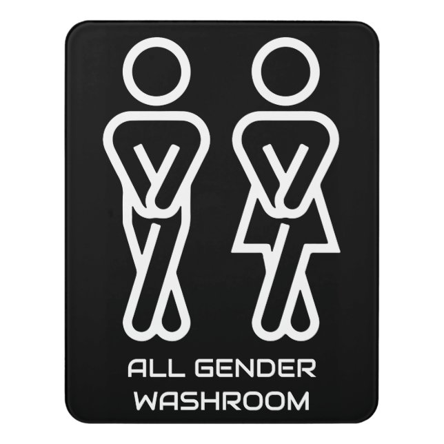 Funny All Gender Washroom Door Sign (Contemporary Vert)
