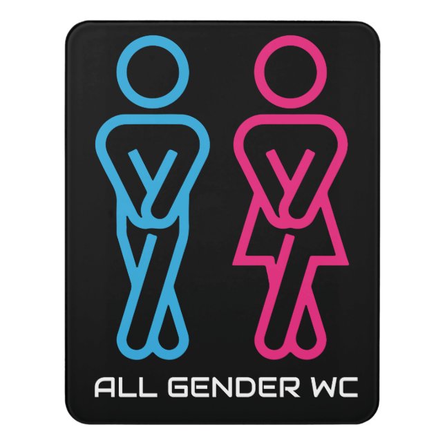Funny All Gender WC Door Sign (Contemporary Vert)