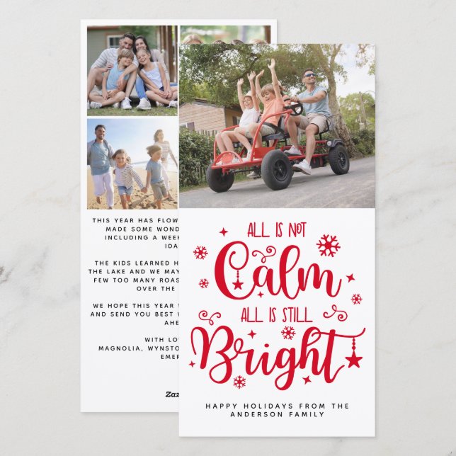 Funny All is Not Calm All is Still Bright Photo Holiday Card (Front/Back)