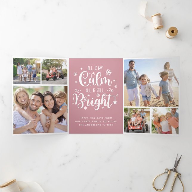 Funny All is Not Calm Photo Collage Tri-Fold Holid (Inside)