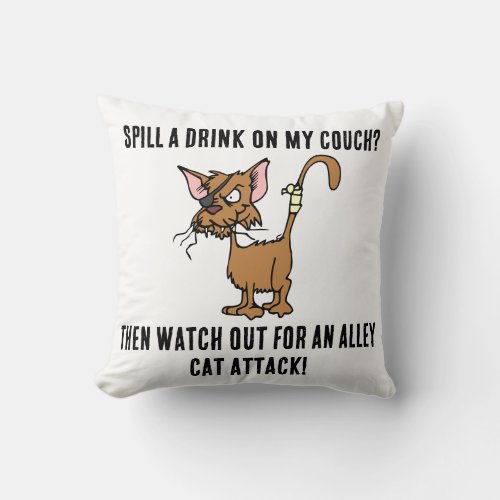 Funny Alley Cat Throw Cushion