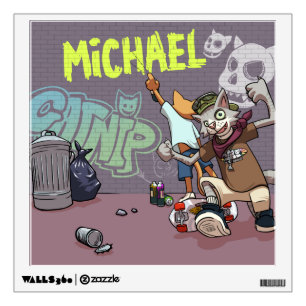 Funny Alley Cats Add The Name Skateboard Graffiti Wall Decal