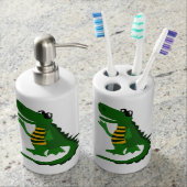 Funny Alligator Art Soap Dispenser & Toothbrush Holder (Front)