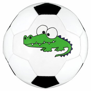 Funny Alligator Cartoon Soccer Ball by naturesmiles at Zazzle