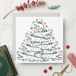 Funny Alligator Christmas Tree Florida Holiday Card