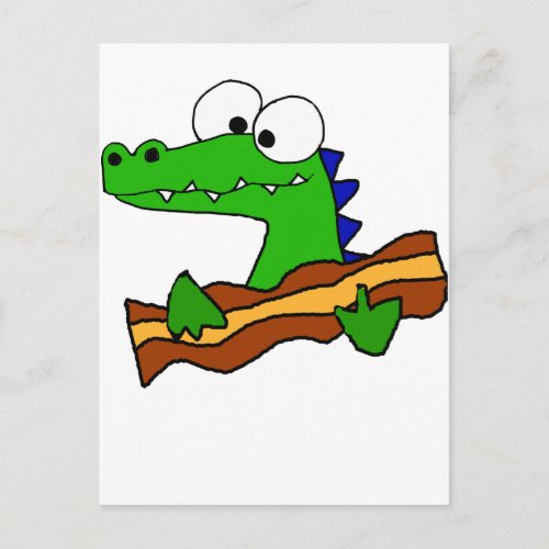 Funny Alligator Eating Bacon Artwork Postcard
