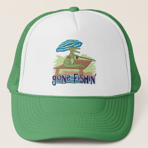 Funny Alligator Gone Fishing Trucker Hat