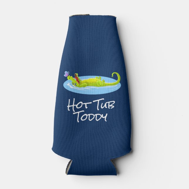 Funny Alligator Hot Tub Toddy Bottle Cooler (Front)