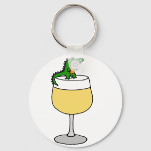 Funny Alligator on Wine Glass Keychain