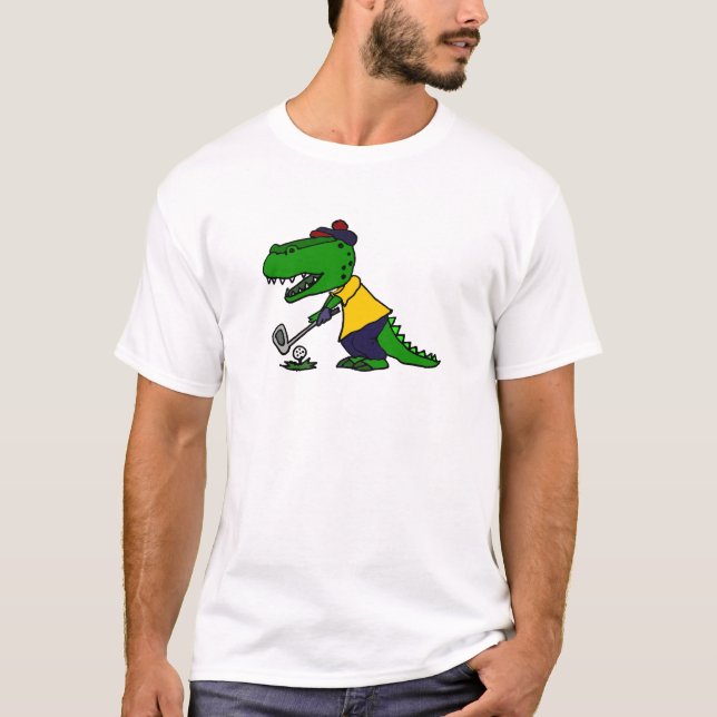 Funny Alligator Playing Golf T-Shirt (Front)