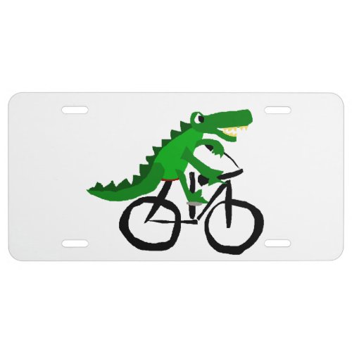 Funny Alligator Riding Bicycle License Plate