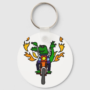 Funny Alligator Riding Motorcycle Keychain