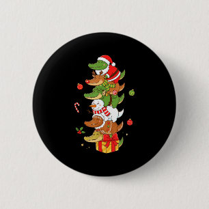Funny Alligator Santa Elf Snowman Christmas Womens Button