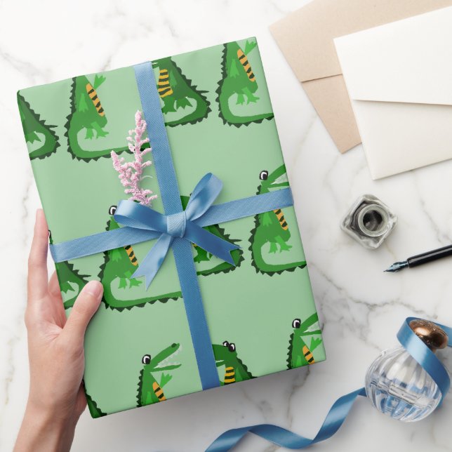 Funny Alligator Talking to Crocodile Wrapping Paper Zazzle