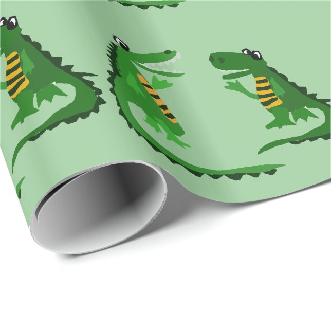 Funny Alligator Talking to Crocodile Wrapping Paper Zazzle - Main Image