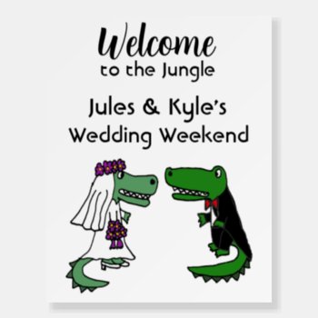 Funny Alligator Wedding Sign by AllSmilesWeddings at Zazzle