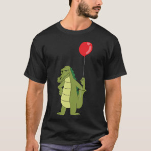 Funny Alligator With Balloon Crocodile Birthday T-Shirt