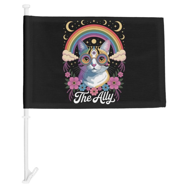 Funny Ally Ca Pride Sunglasses Gay Pride LGBTQ  Car Flag (Front)