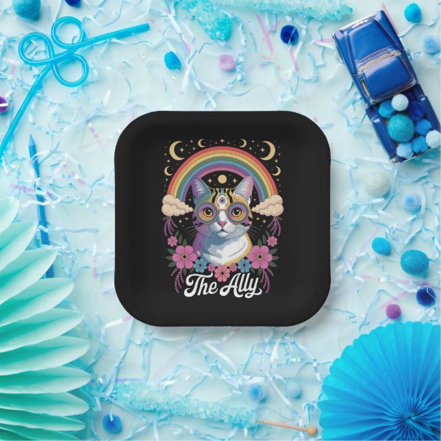 Funny Ally Ca Pride Sunglasses Gay Pride LGBTQ  Paper Plates (Party)