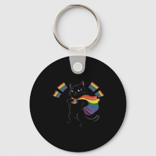 Funny Ally Cat Rainbow Flag Gay Pride Month Lgbtq Keychain