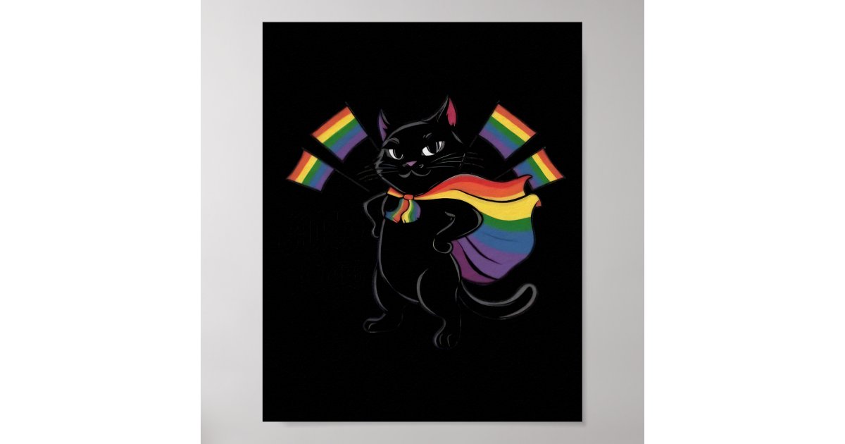 Funny Ally Cat Rainbow Flag Gay Pride Month Lgbtq Poster | Zazzle