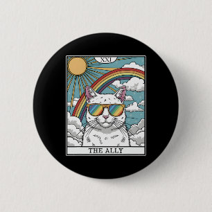 Funny Ally Cat Sunglasses Lgbtq Gay Lesbian Biual  Button