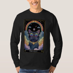 Funny Ally Cat Tarot Card Pride Sunglasses Gay Pri T-Shirt