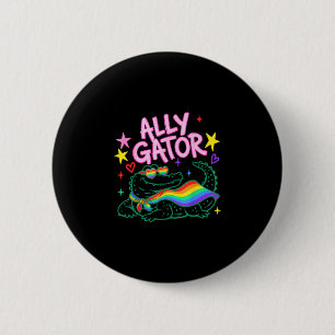 Funny ally gator pride month rainbow flag gay lgbt button