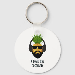 Funny Aloha Beaches Pineapple Wearing Sungles Cool Keychain