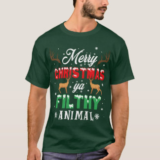 Funny Alone At Home Movies Merry Christmas Animal T-Shirt