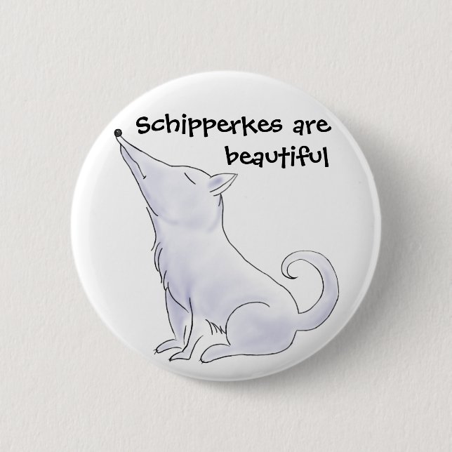 Funny Aloof Schipperke Dog Cartoon Button (Front)