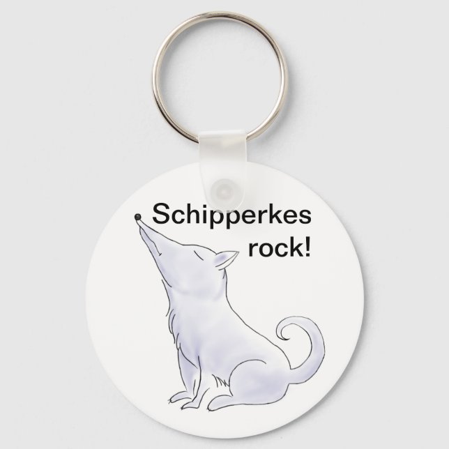 Funny Aloof Schipperke Dog Cartoon Keychain (Front)