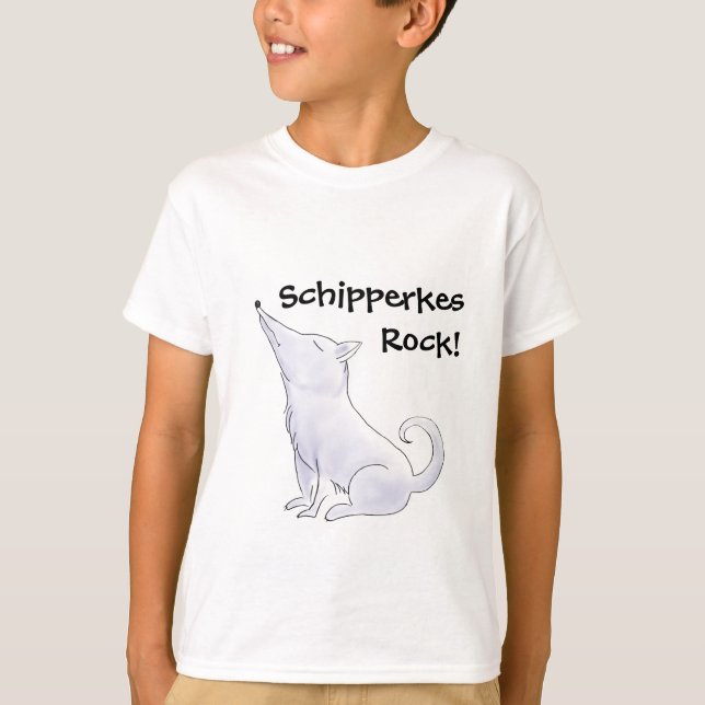 Funny Aloof Schipperke Dog Cartoon T-Shirt (Front)