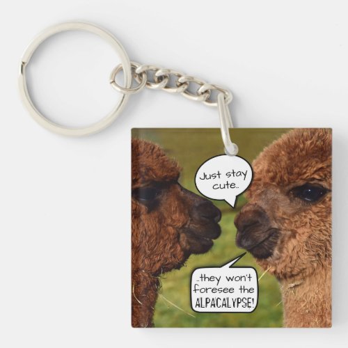 Funny Alpaca Alpacalypse Scheming Keychain