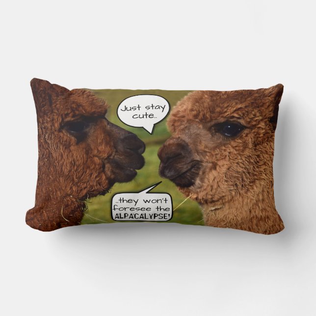 Funny Alpaca Alpacalypse Scheming Lumbar Pillow (Front)