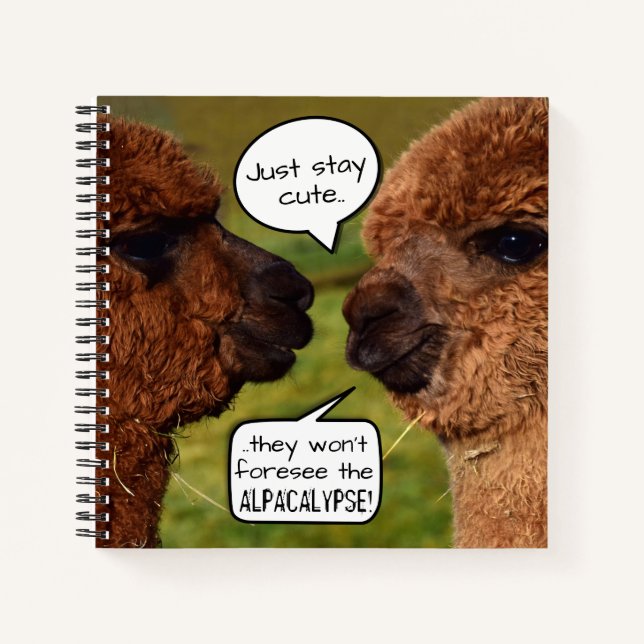 Funny Alpaca Alpacalypse Scheming Notebook (Front)