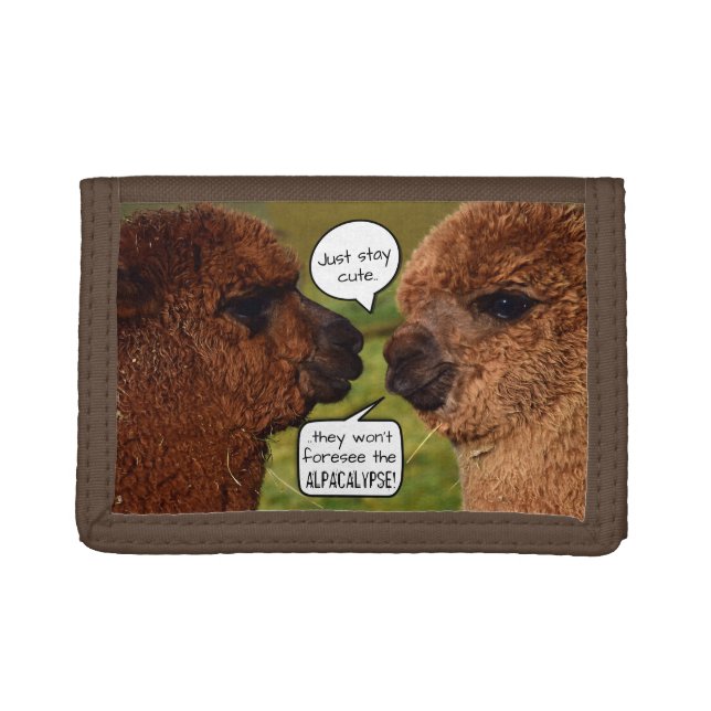 Funny Alpaca Alpacalypse Scheming Tri-fold Wallet (Front)