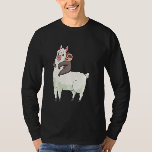 Funny Alpaca Cute Animal  Sloth Riding Llama T_Shirt
