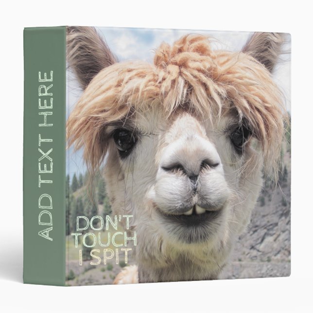 Funny Alpaca Llama Don't Touch I Spit 3 Ring Binder (Front/Spine)