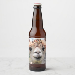 Funny Alpaca Llama Don't Touch I Spit Beer Bottle Label