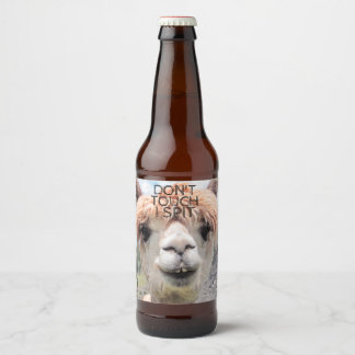 Funny Alpaca Llama Don't Touch I Spit Beer Bottle Label