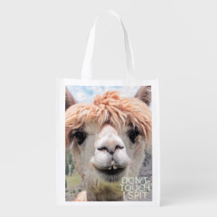 Funny Alpaca Llama Don't Touch I Spit Grocery Bag