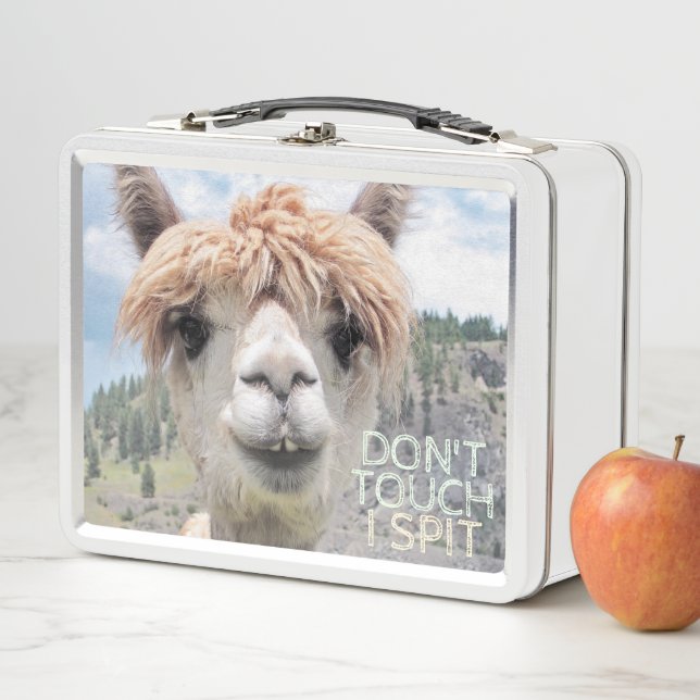 Funny Alpaca Llama Don't Touch I Spit Metal Lunch Box (In Situ)