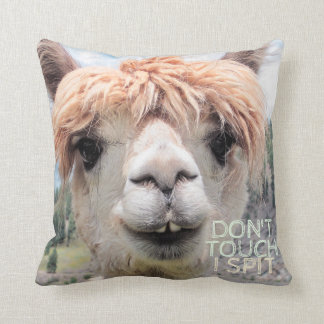Funny Alpaca Llama Don't Touch I Spit Throw Pillow