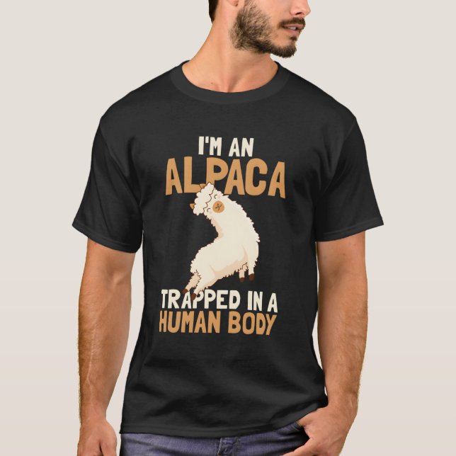 Funny Alpaca Lover Design Alpaca In A Human Body T-Shirt (Front)