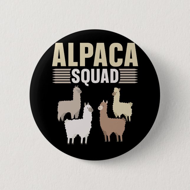 Funny Alpaca Squad Animal Lover Button (Front)
