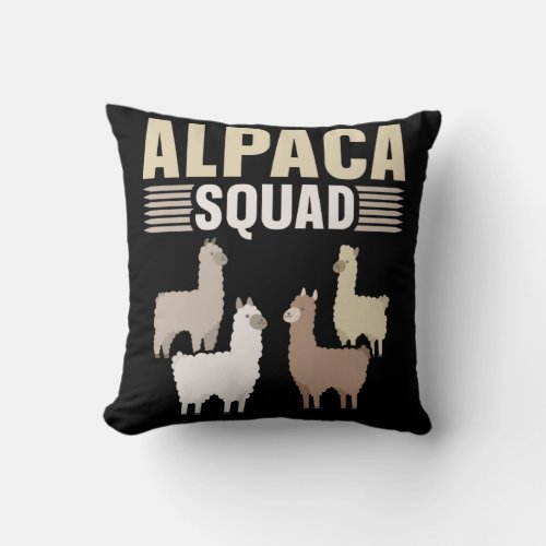 Funny Alpaca Squad Animal Lover Throw Pillow